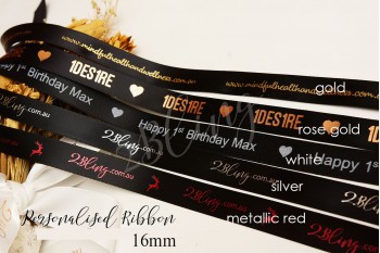 16mm wide, 8meters Custom Personalised Print Satin Ribbon, Wedding ribbon, Ribbon branding, your owned logo